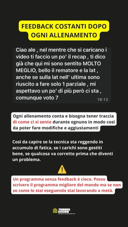 Feedback costanti dopo ogni allenamento